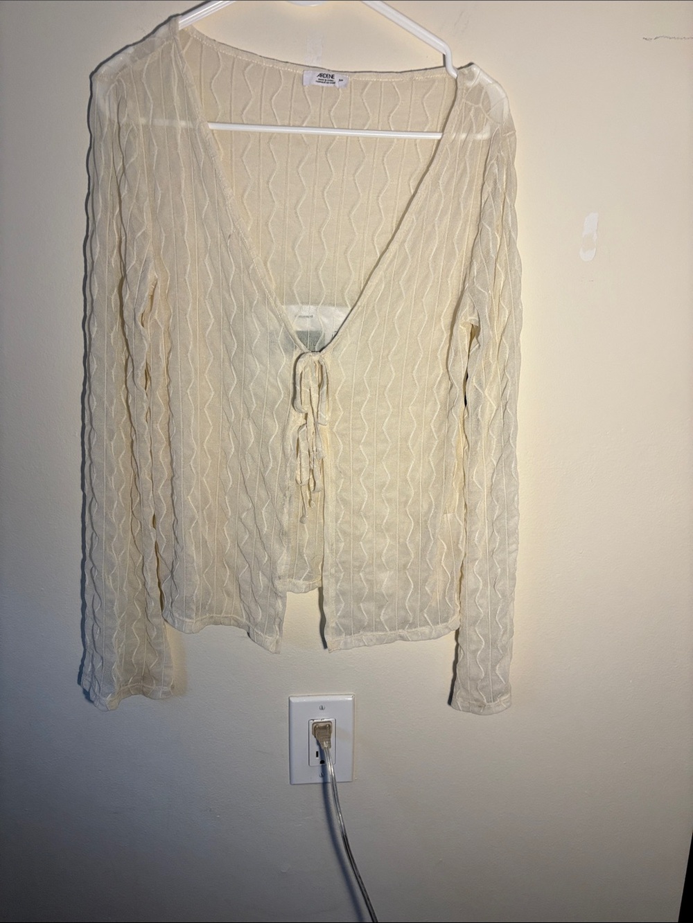 Ardene Cream Knit Tie-Front Cardigan